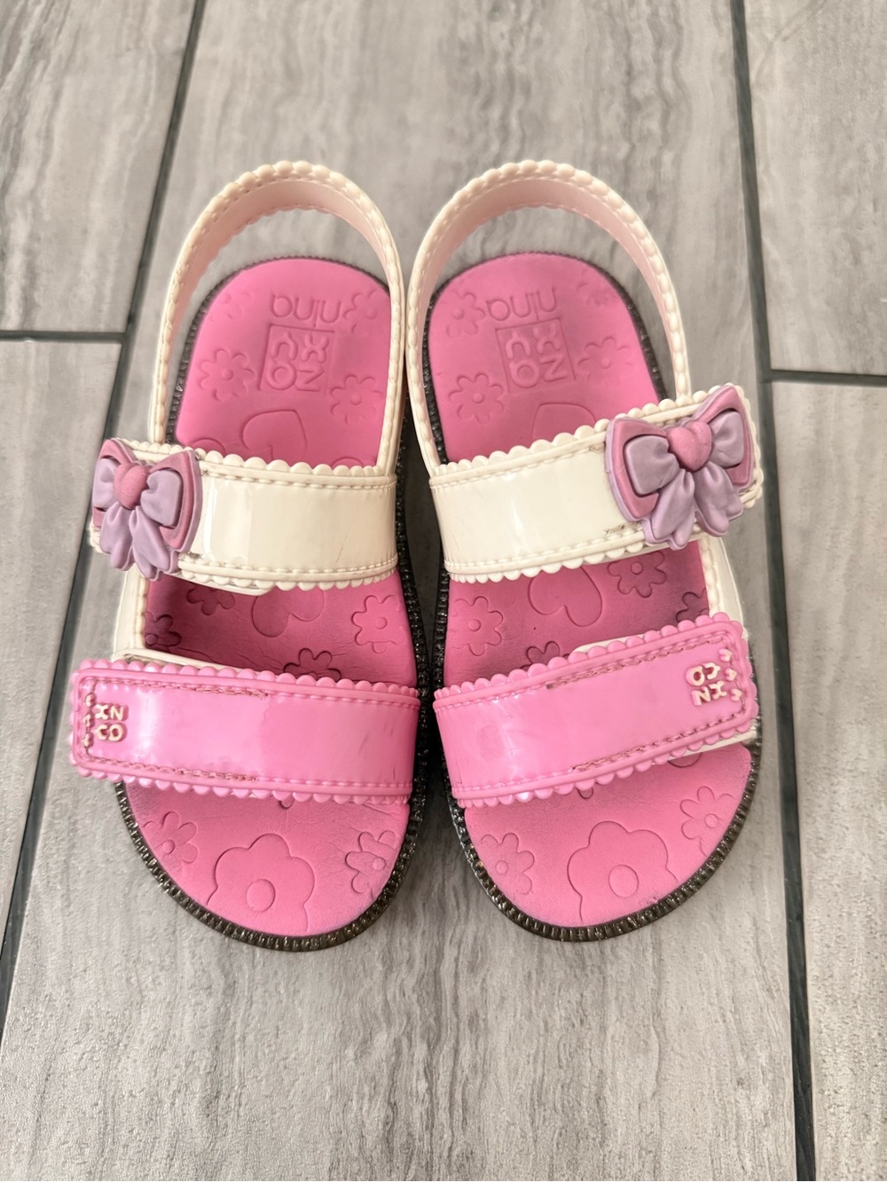 Zaxy Kids Pink & Cream Bow Sandals